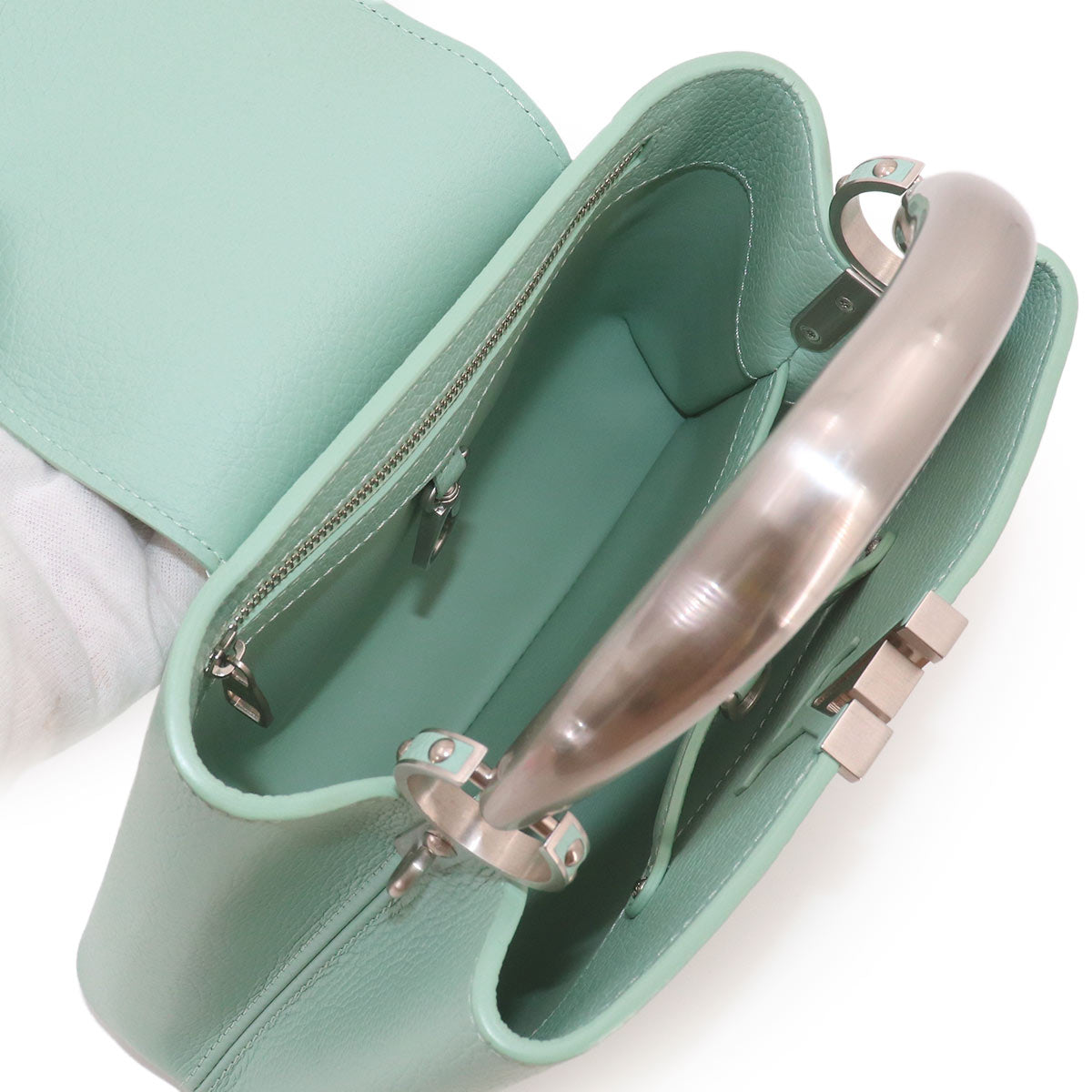 Capucines BB 2way Hand Shoulder Bag Leather Light green