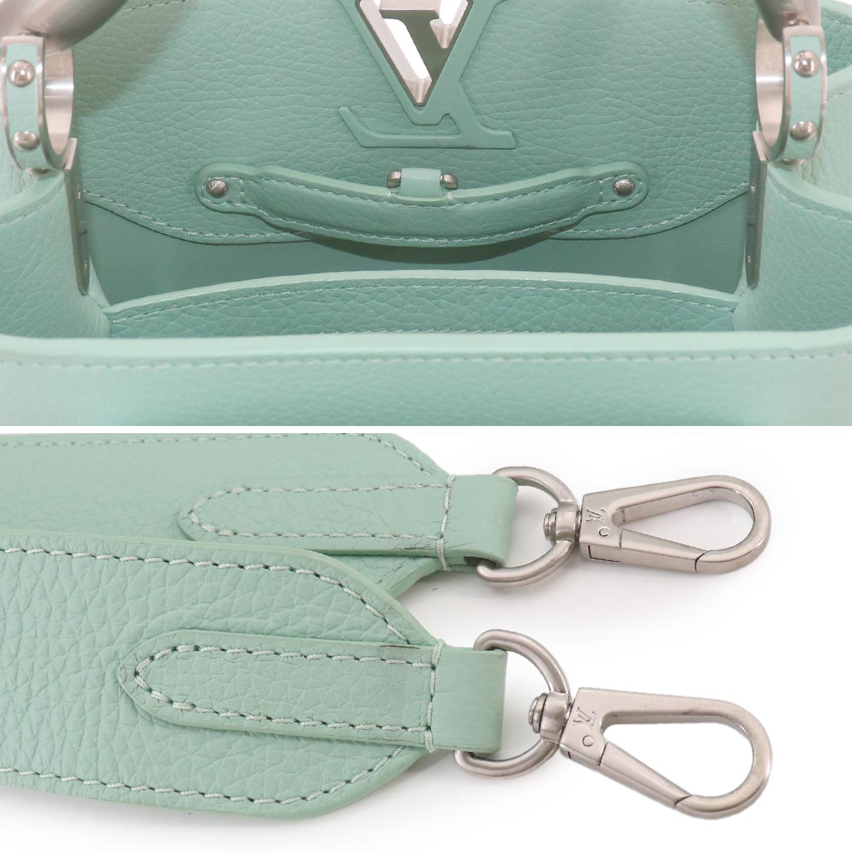 Capucines BB 2way Hand Shoulder Bag Leather Light green