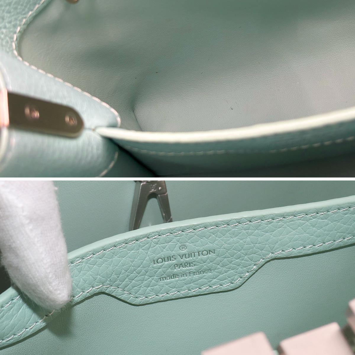 Capucines BB 2way Hand Shoulder Bag Leather Light green