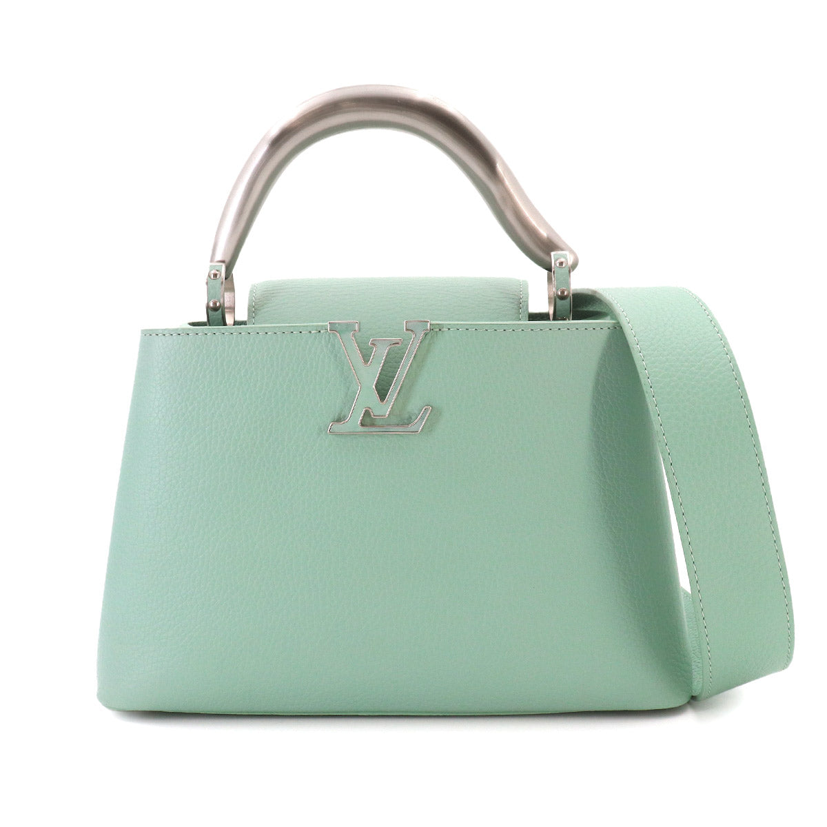 Capucines BB 2way Hand Shoulder Bag Leather Light green