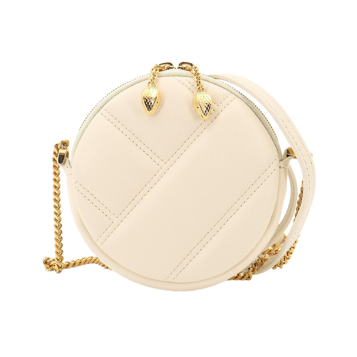 Serpenti Cabochon Mini Shoulder Bag Leather White