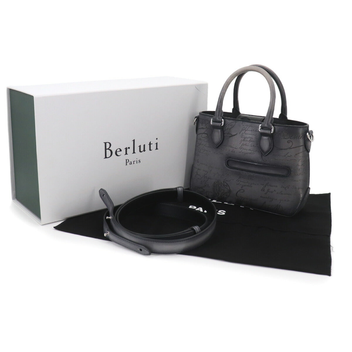 Calligraphy Toujours Gulliver Tote Shoulder Bag Leather Gray