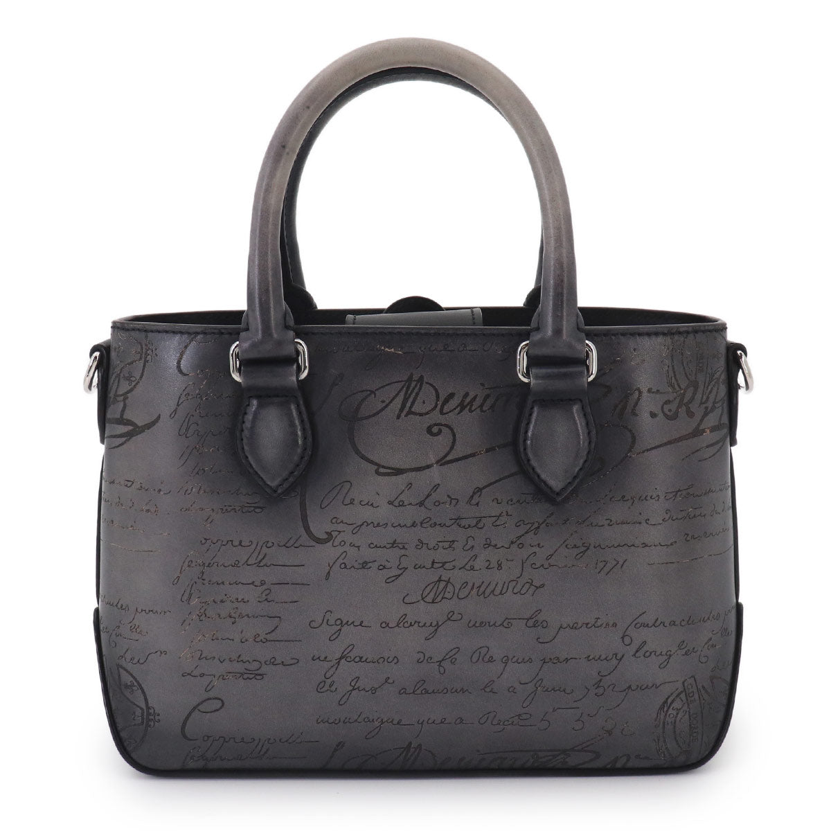 Calligraphy Toujours Gulliver Tote Shoulder Bag Leather Gray