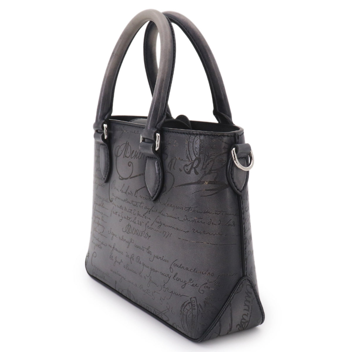 Calligraphy Toujours Gulliver Tote Shoulder Bag Leather Gray