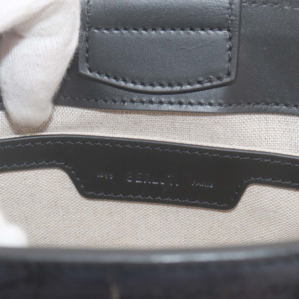 Calligraphy Toujours Gulliver Tote Shoulder Bag Leather Gray