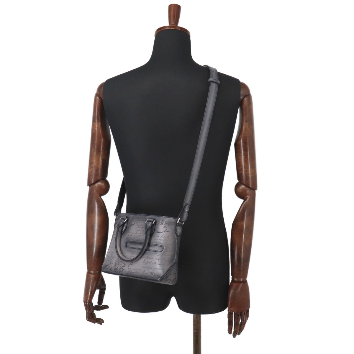 Calligraphy Toujours Gulliver Tote Shoulder Bag Leather Gray