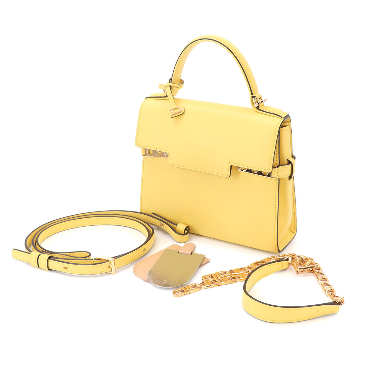 Tempete PM Hand Shoulder Bag Leather Yellow Purse