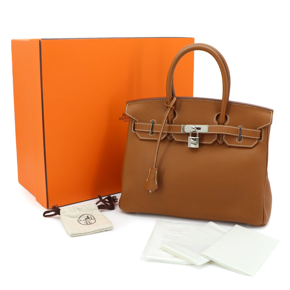Birkin 30 Taurillon Clemence Gold Hand Bag Purse