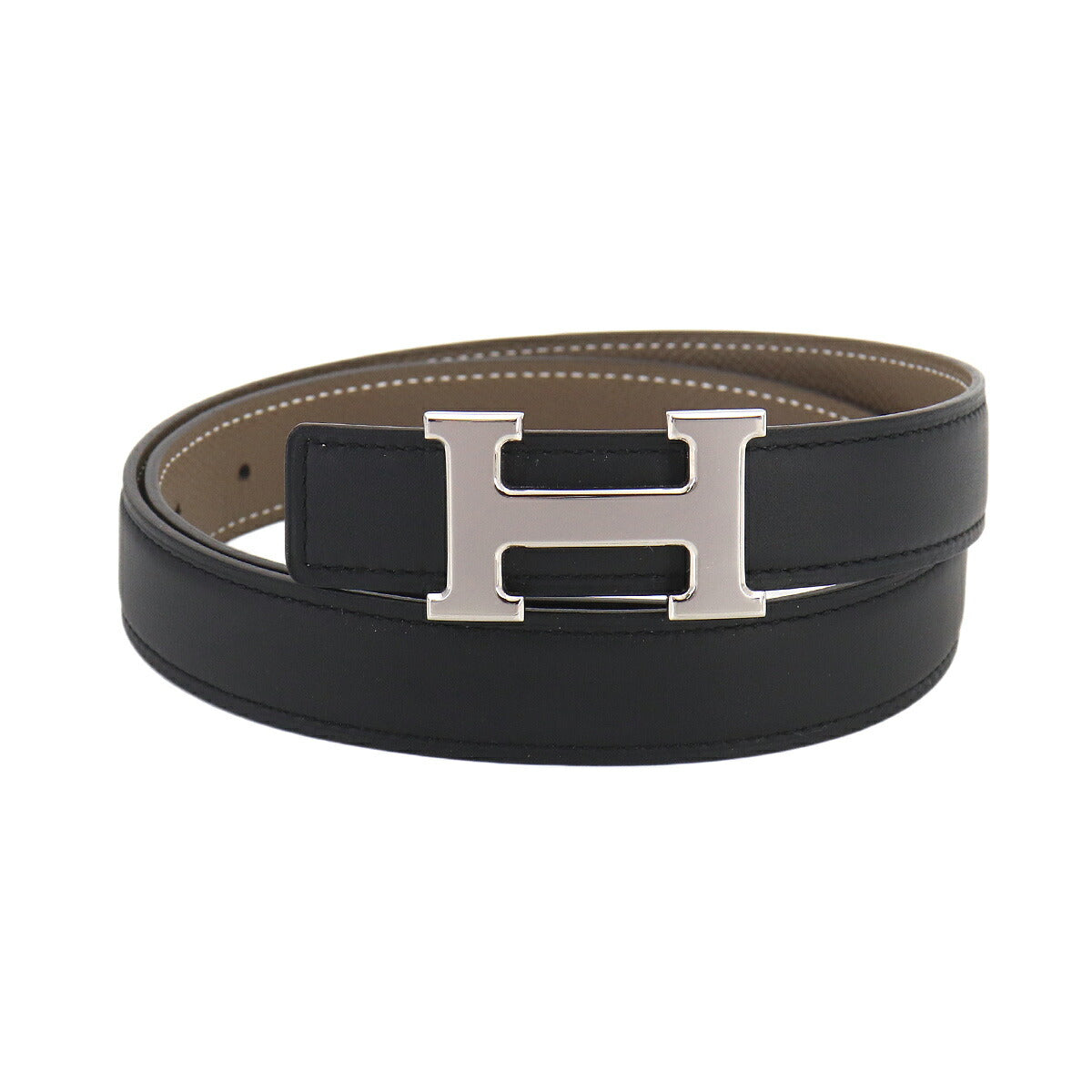 Constance Reversible H Belt Swift Epsom Black Etoupe 75