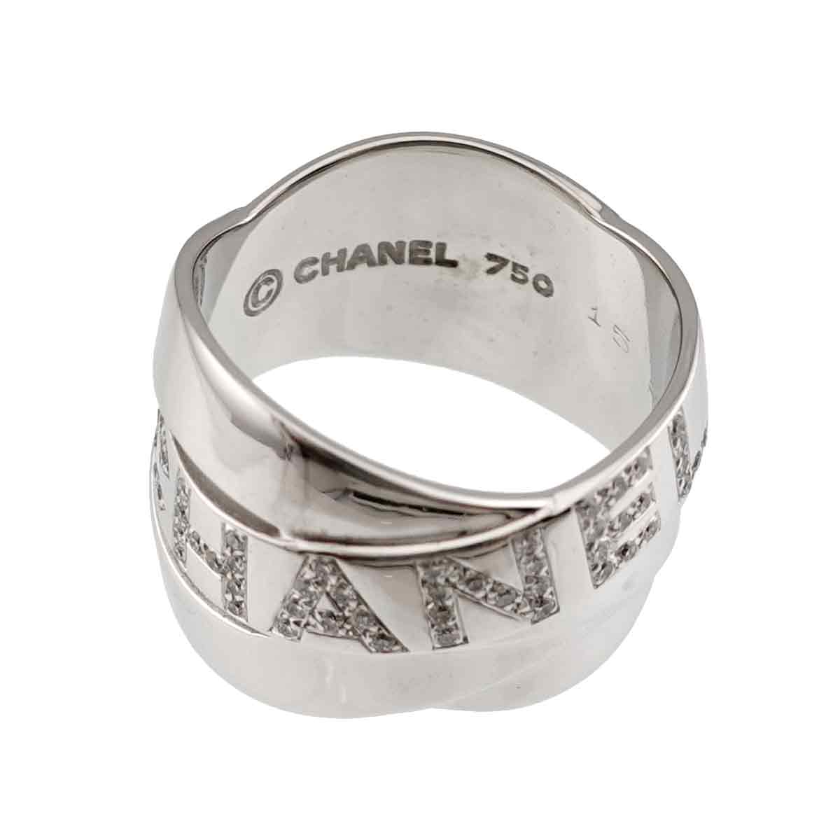 Bolduc Diamond Ring 18K White Gold 750 6(US)