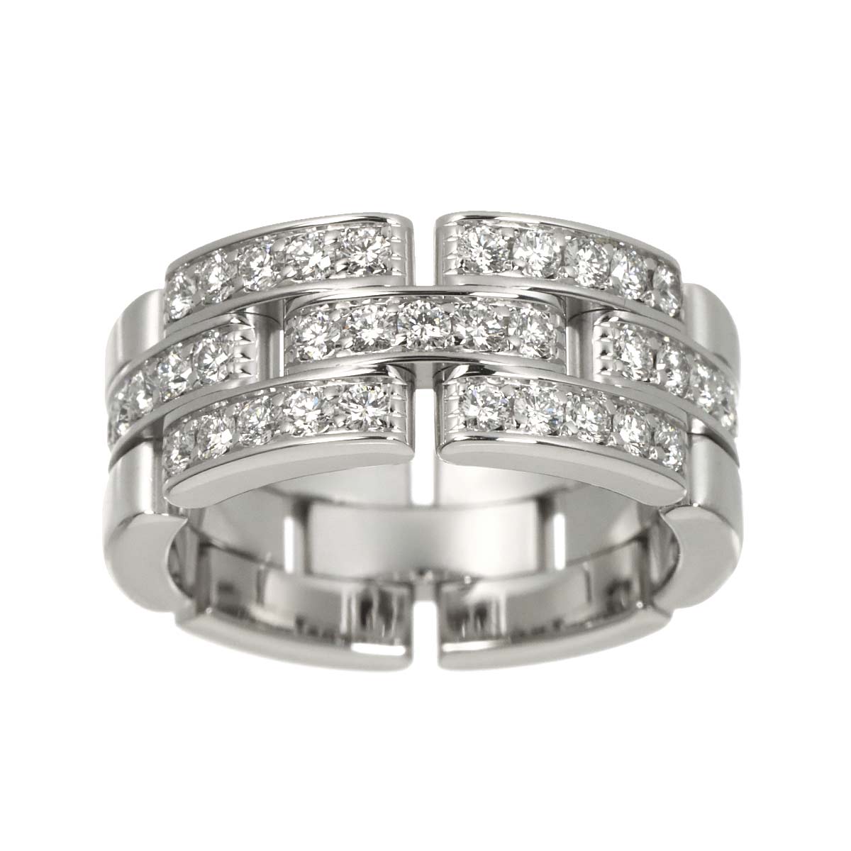 Maillon Panthere Diamond Ring 18K WG 750 Size51 5.25(US)