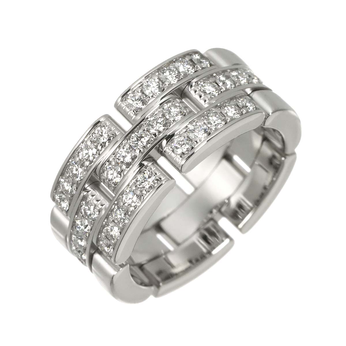 Maillon Panthere Diamond Ring 18K WG 750 Size51 5.25(US)