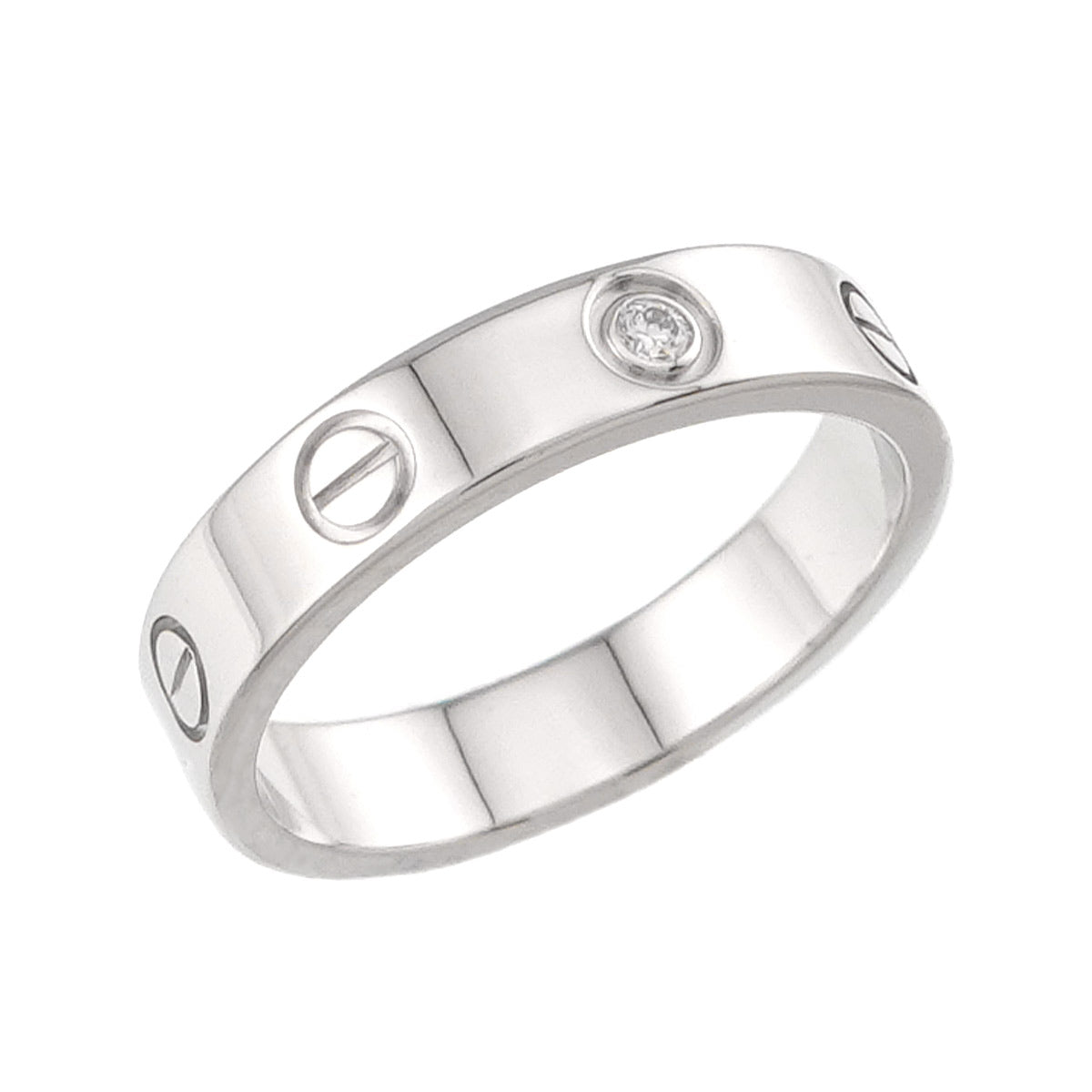 Mini Love Diamond Ring 18K White Gold 750 size52 5.75-6(US)
