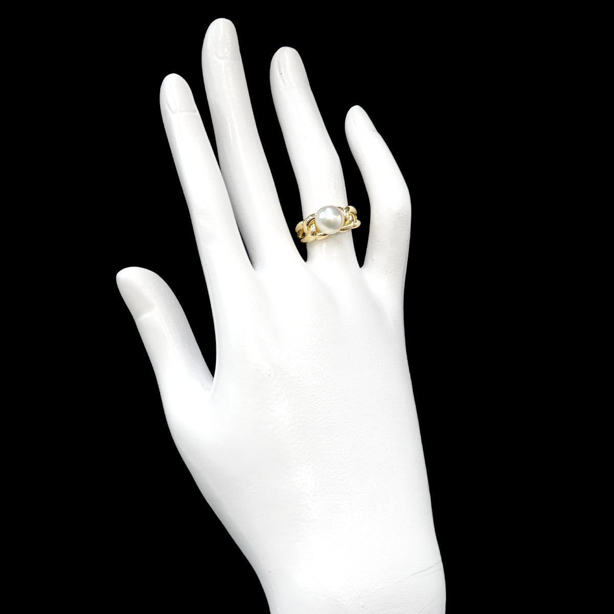 Akoya Pearl 8.1mm Ring 18K YG 750 size4.75-5(US)