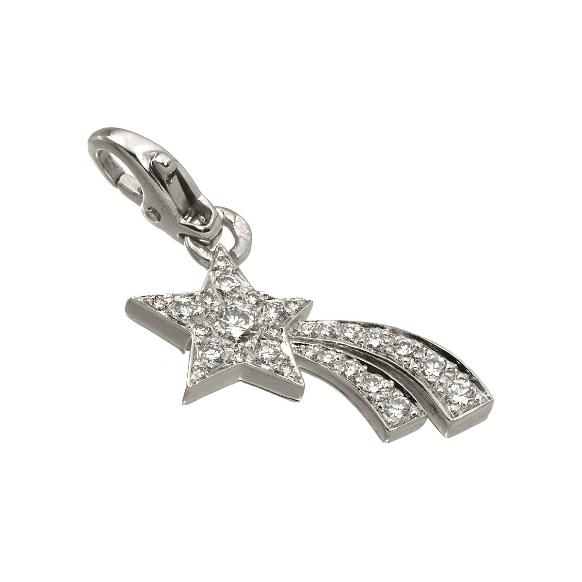 Comet Star Diamond Charm Pendant Top 18K WG 750