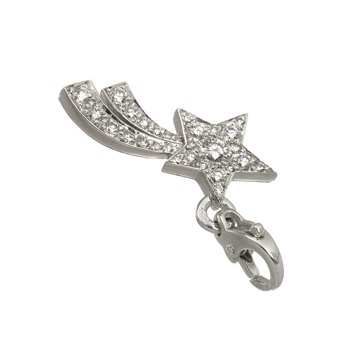 Comet Star Diamond Charm Pendant Top 18K WG 750
