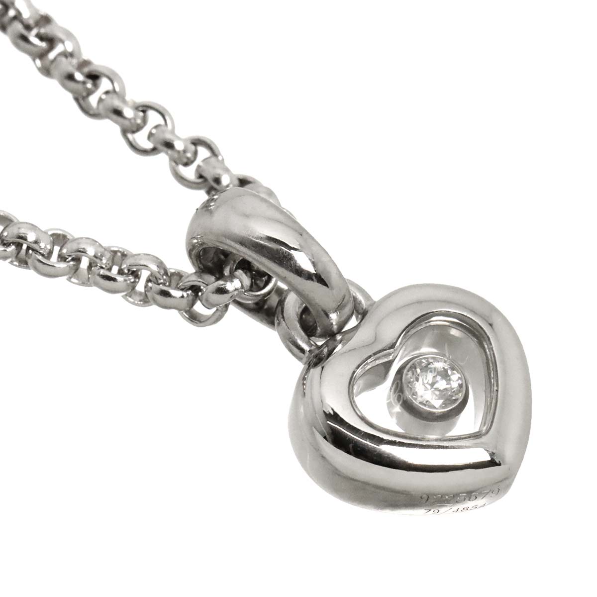 Happy Diamond Heart Necklace 18K White Gold 750
