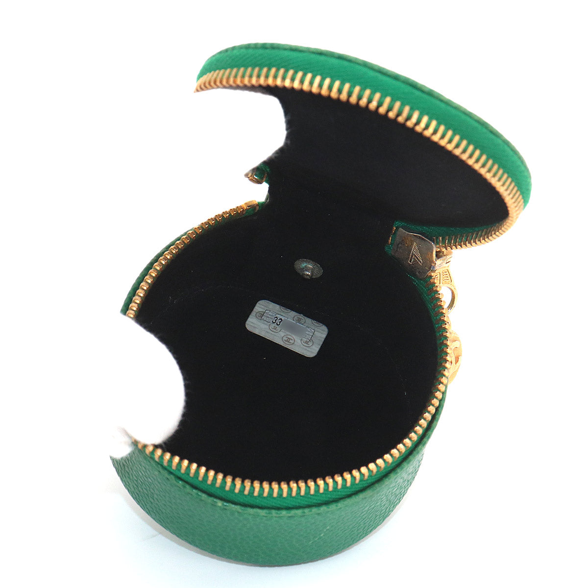 Coco Logos Jewelry Box Pouch Case Leather Green