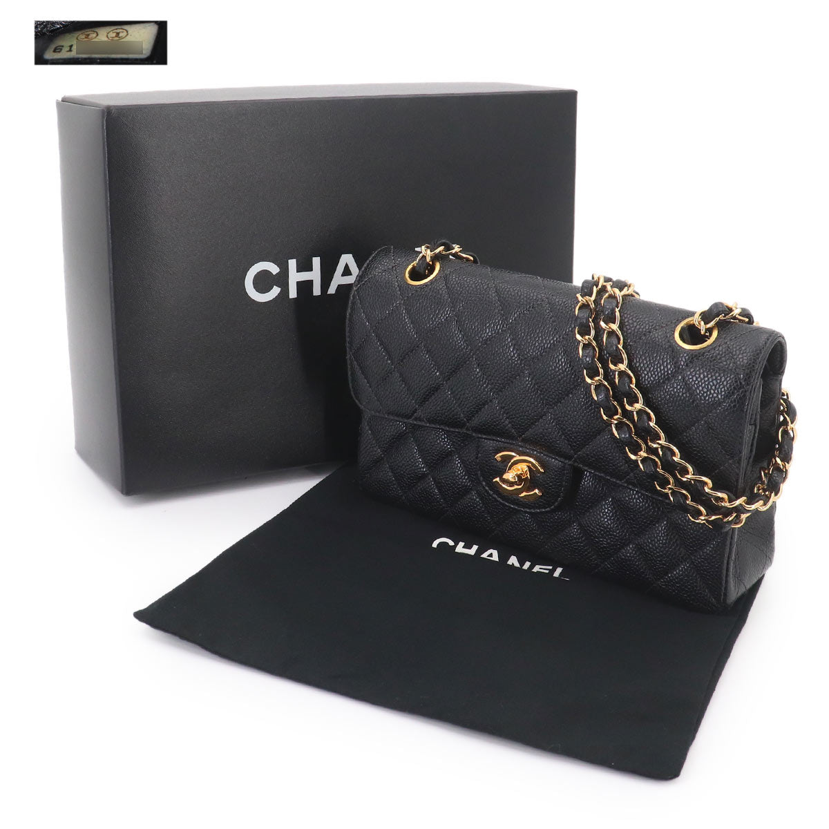 Matelasse 23 Chain Shoulder Bag Leather Black A01113