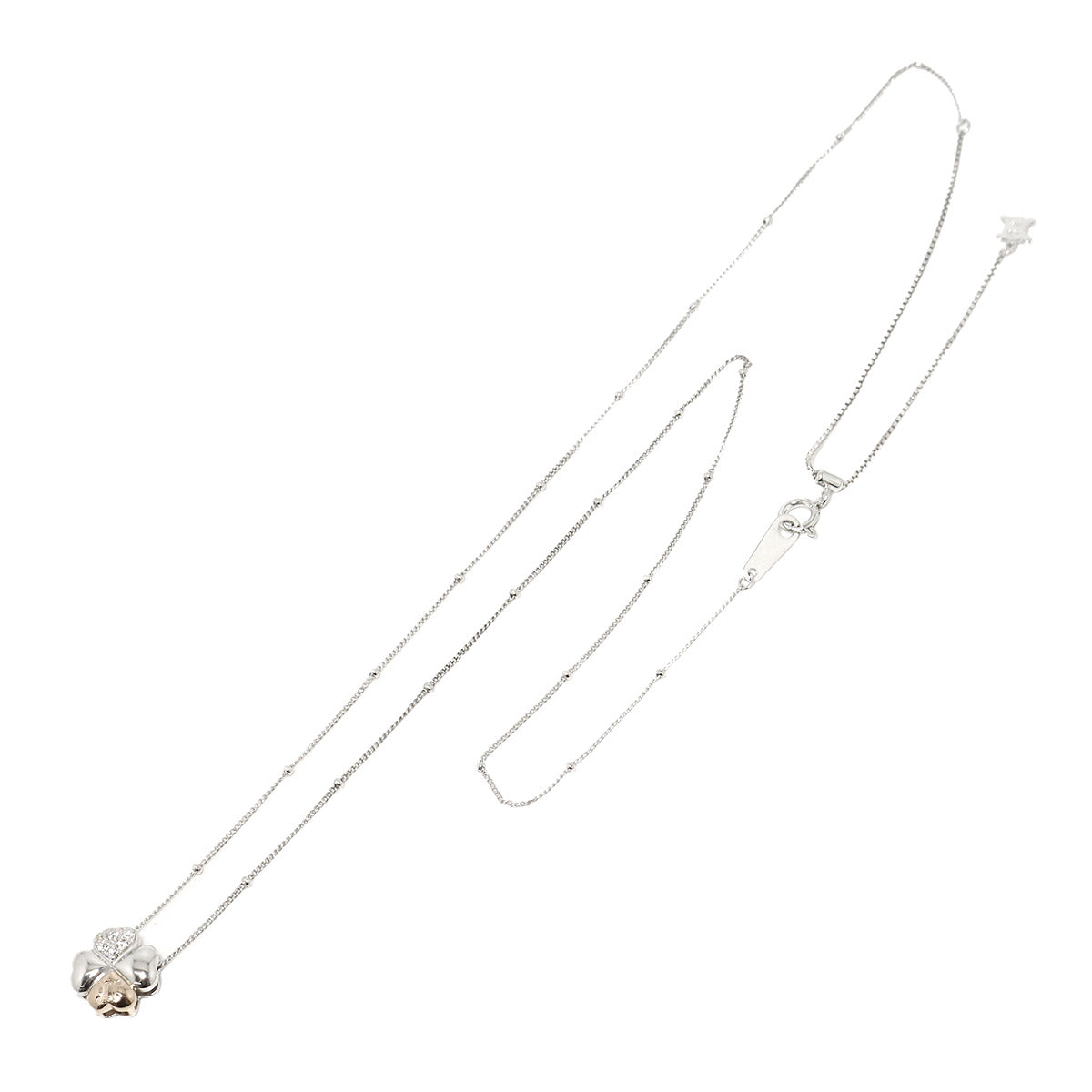 Diamond 0.08ct Necklace 18K White Pink Gold 750