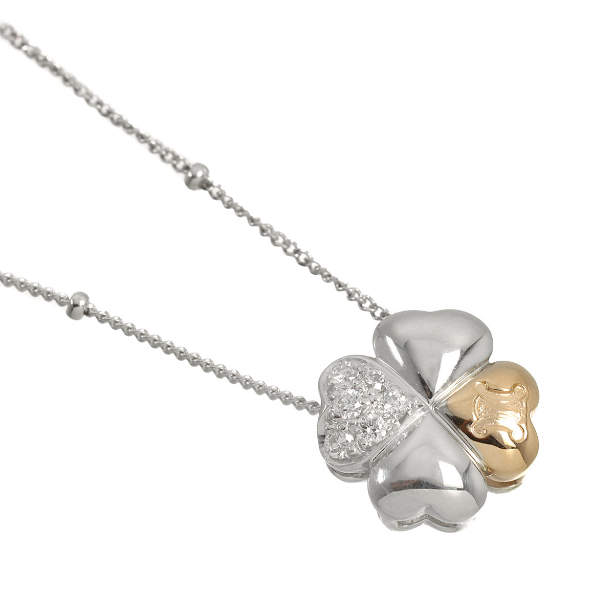 Diamond 0.08ct Necklace 18K White Pink Gold 750