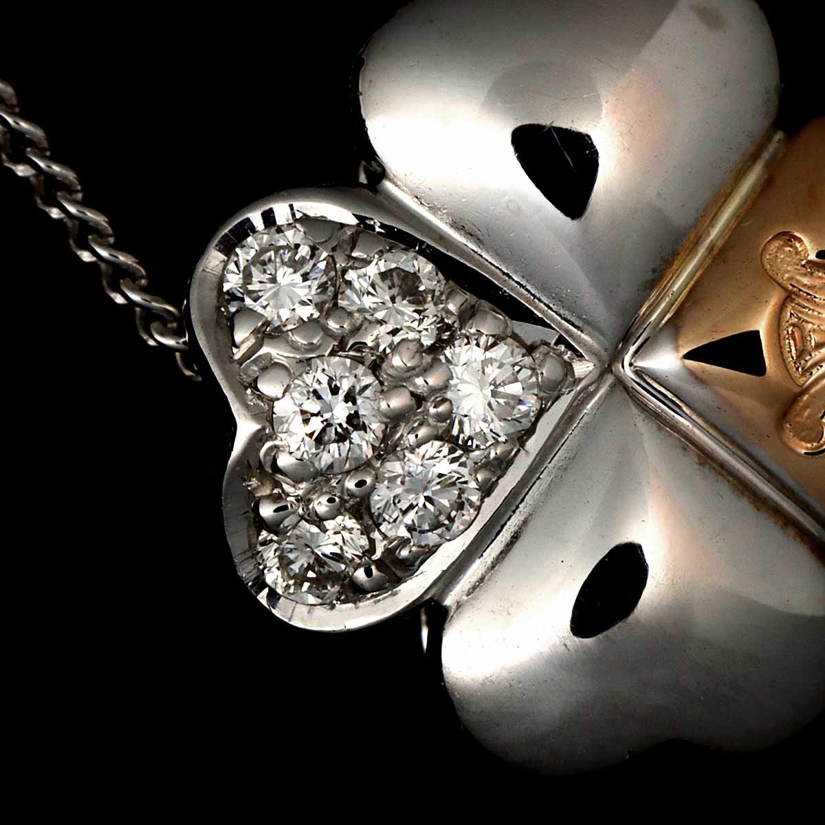 Diamond 0.08ct Necklace 18K White Pink Gold 750