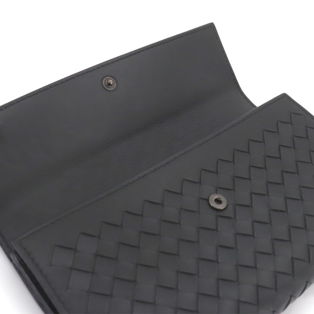 Intrecciato Long Wallet Leather Black Purse