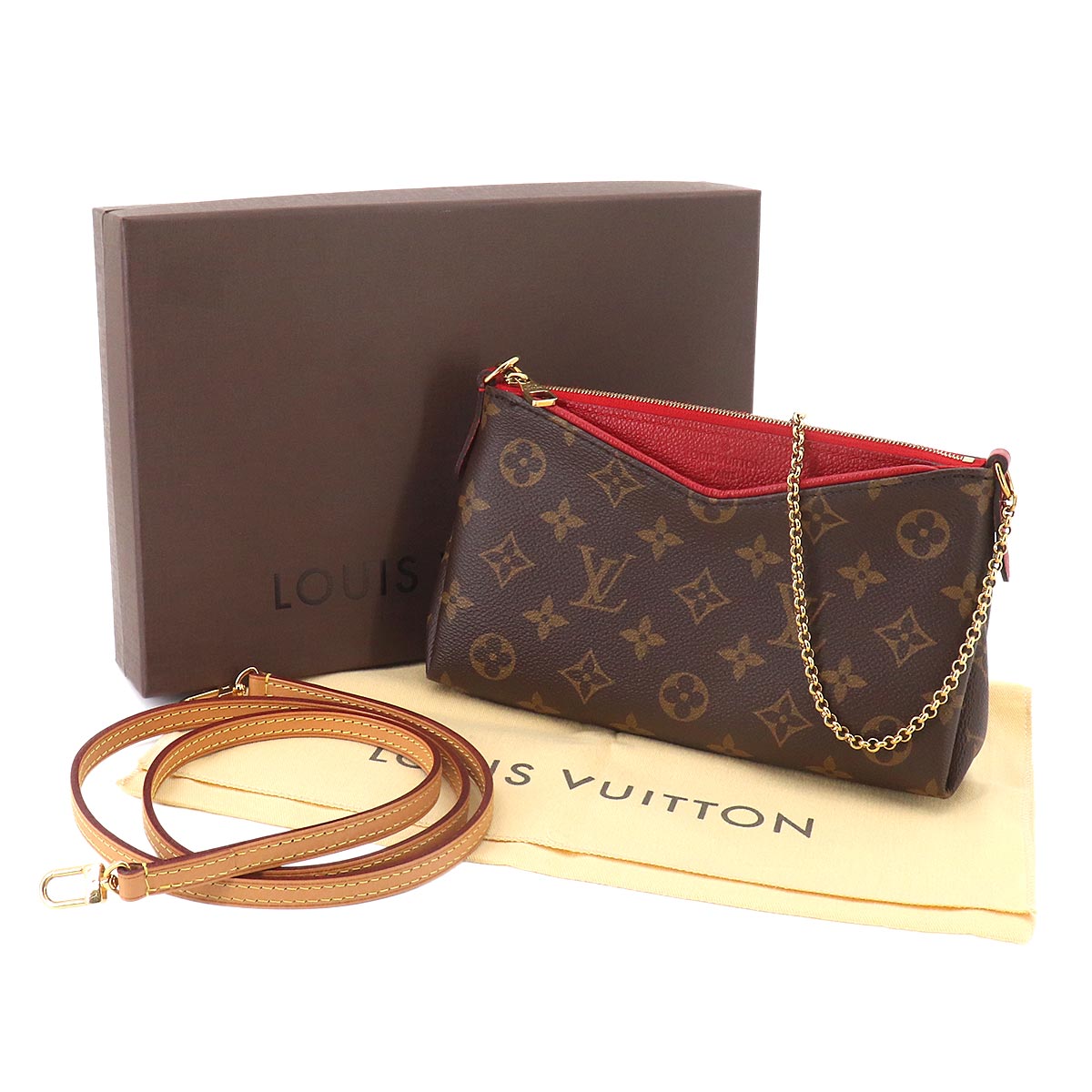 Monogram Pallas Clutch Shoulder Bag Cerise M41638