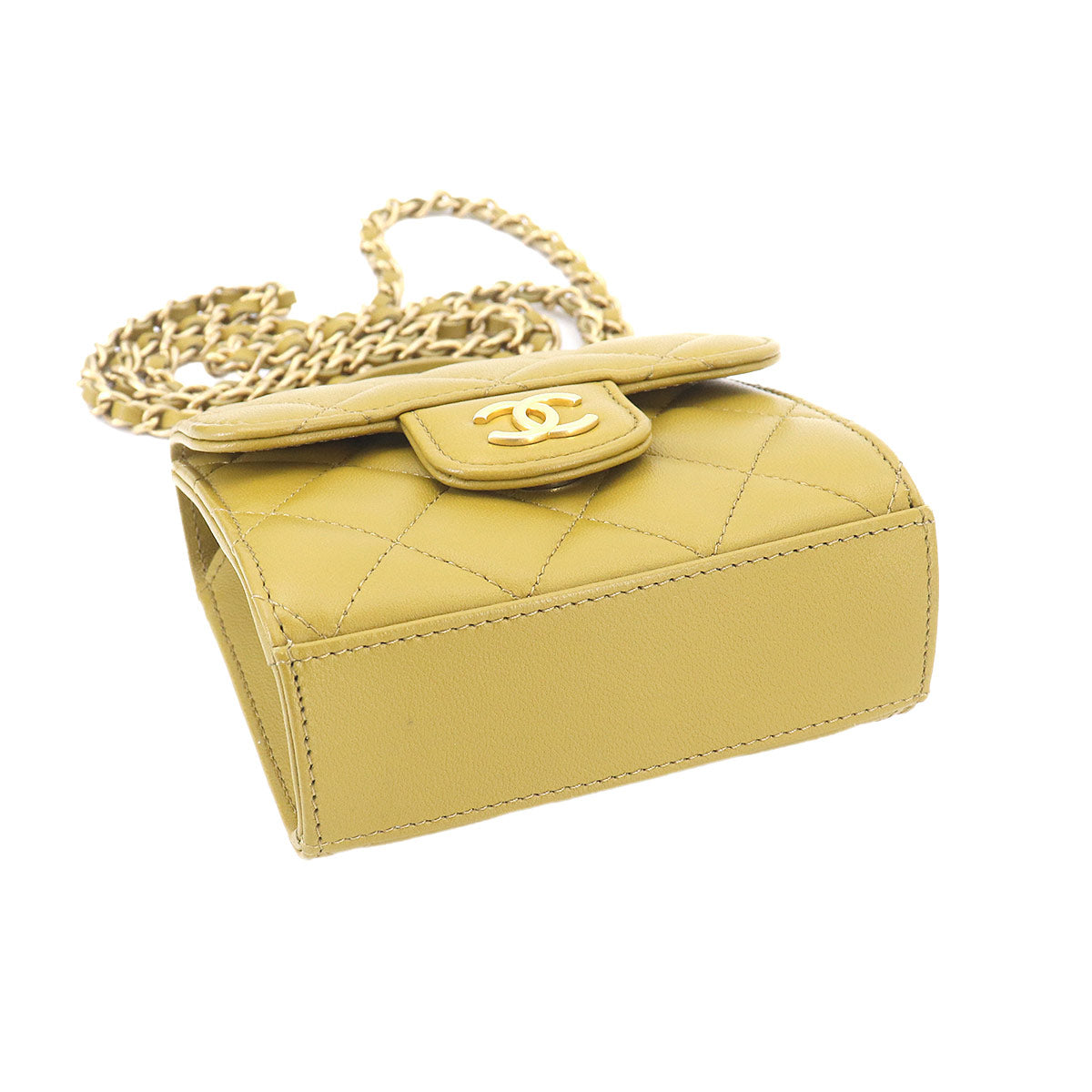 Matelasse Mini Chain Shoulder Bag Leather Green