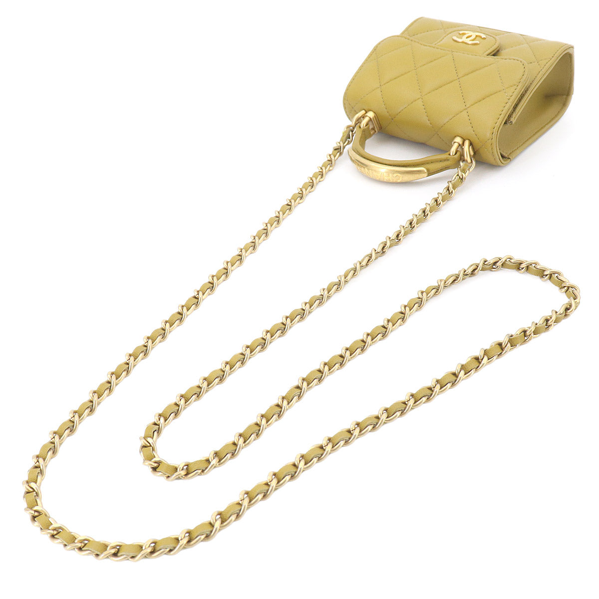 Matelasse Mini Chain Shoulder Bag Leather Green