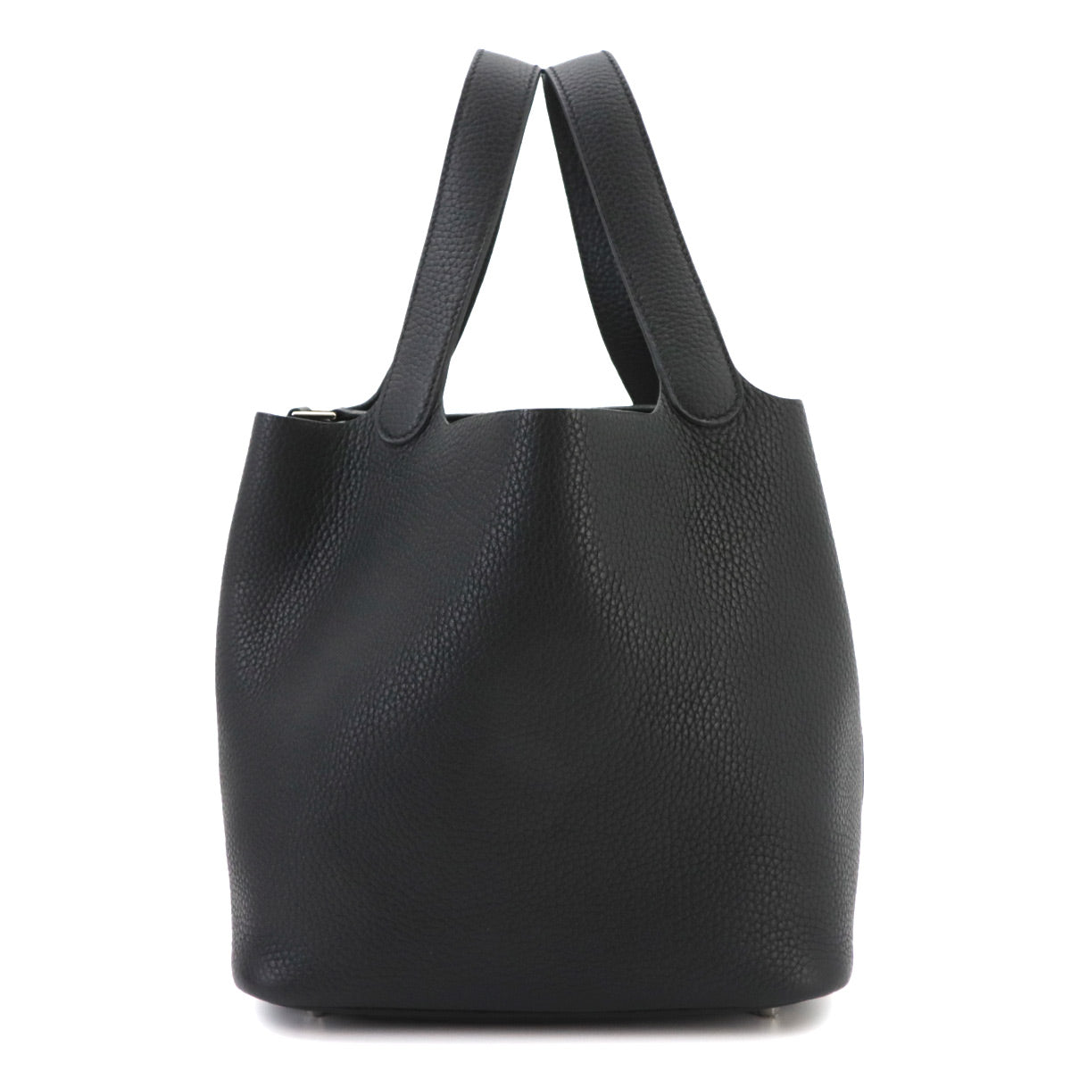 Picotin Lock MM Hand Bag Taurillon Clemence Black Purse