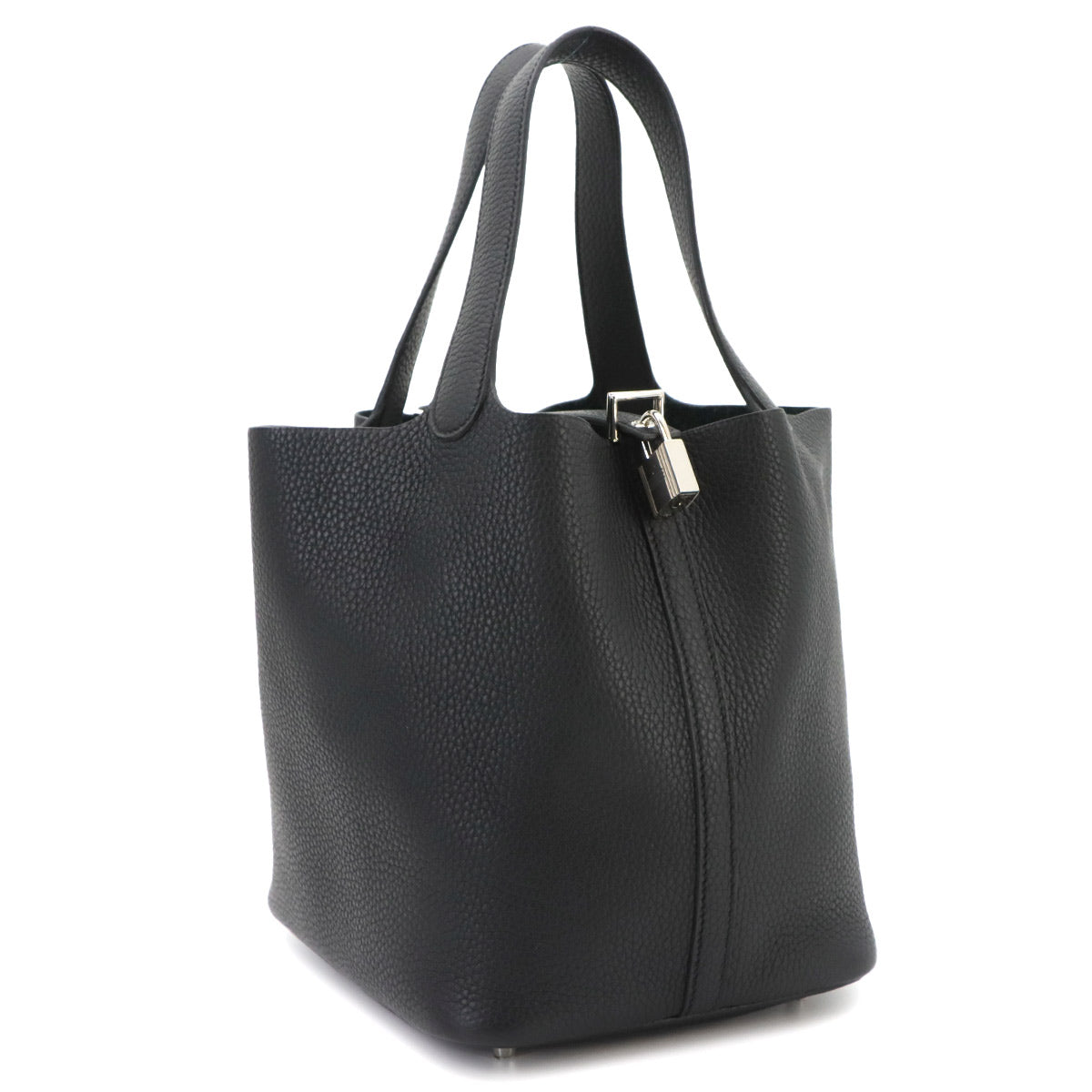 Picotin Lock MM Hand Bag Taurillon Clemence Black Purse