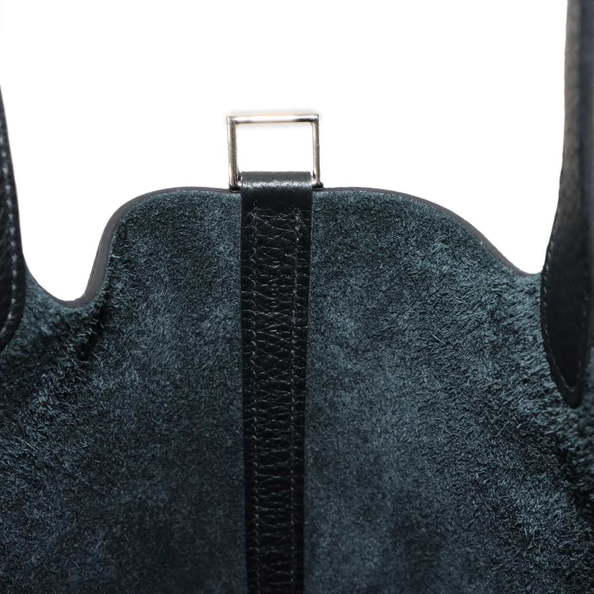 Picotin Lock MM Hand Bag Taurillon Clemence Black Purse