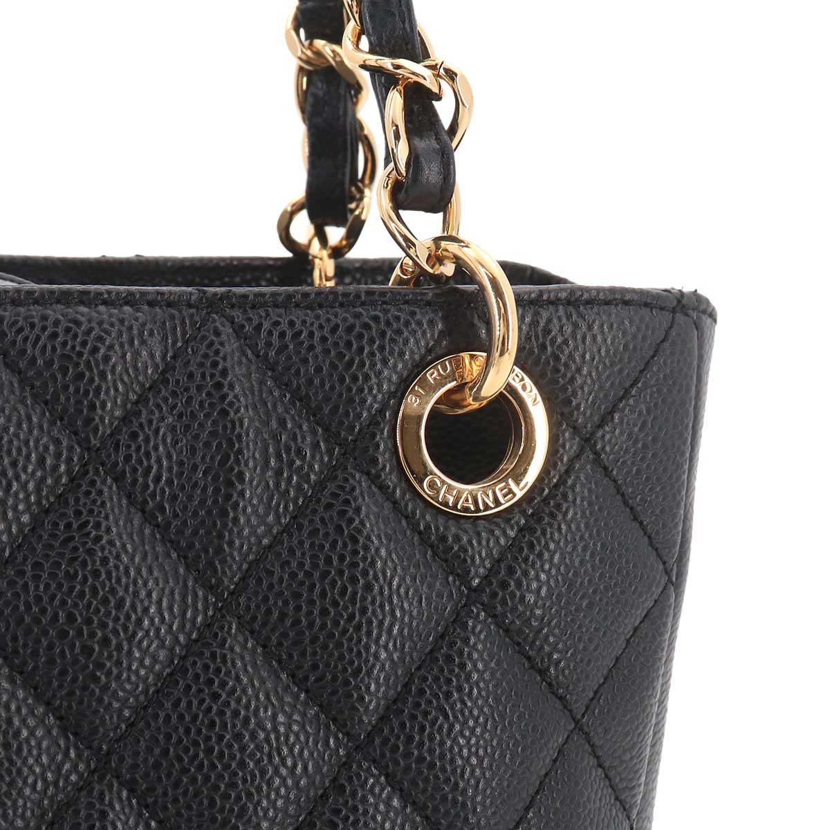 Matelasse PST Chain Tote Bag Leather Black A20994