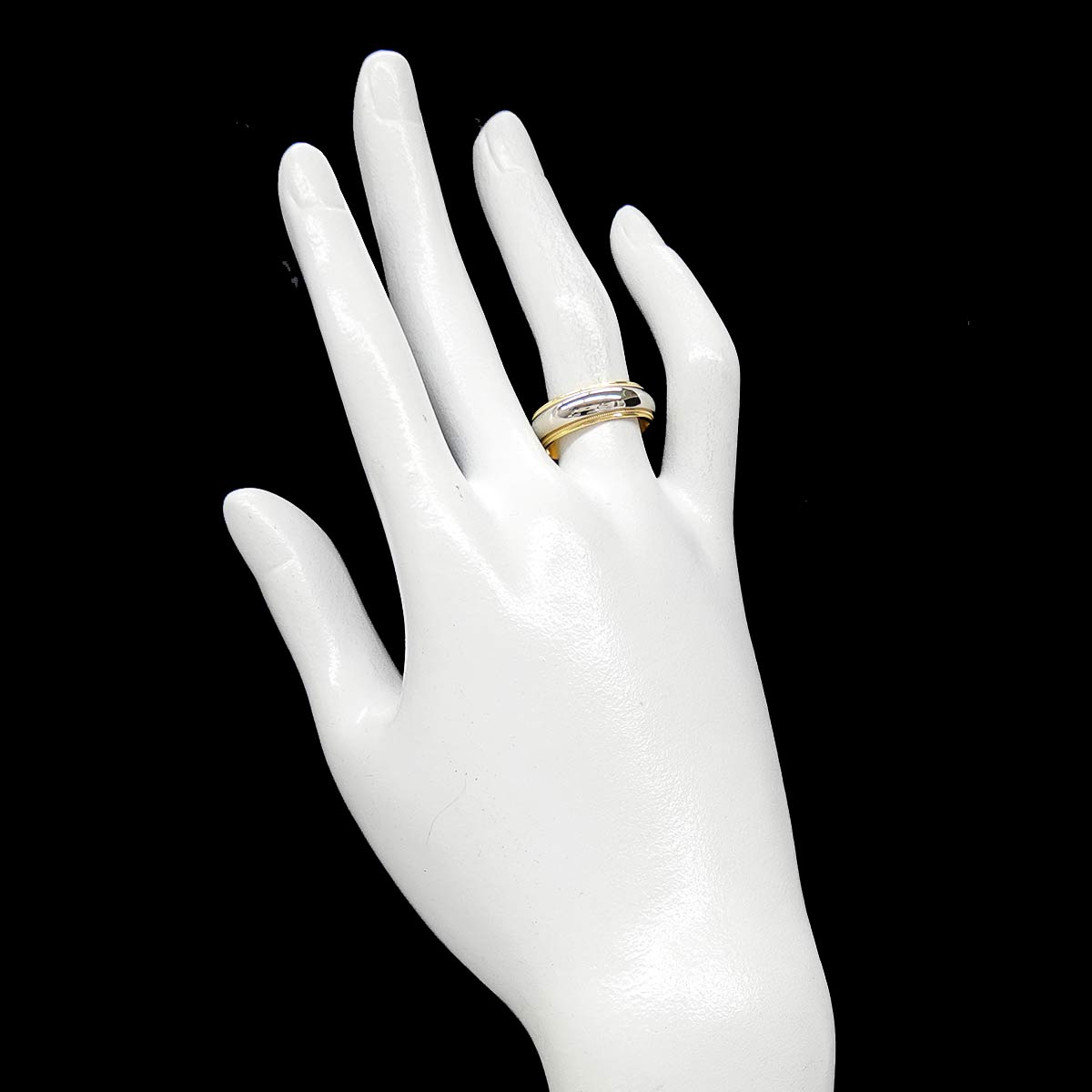 Milgrain Band Ring 18K YG 750 Platinum Size6.75-7.25US