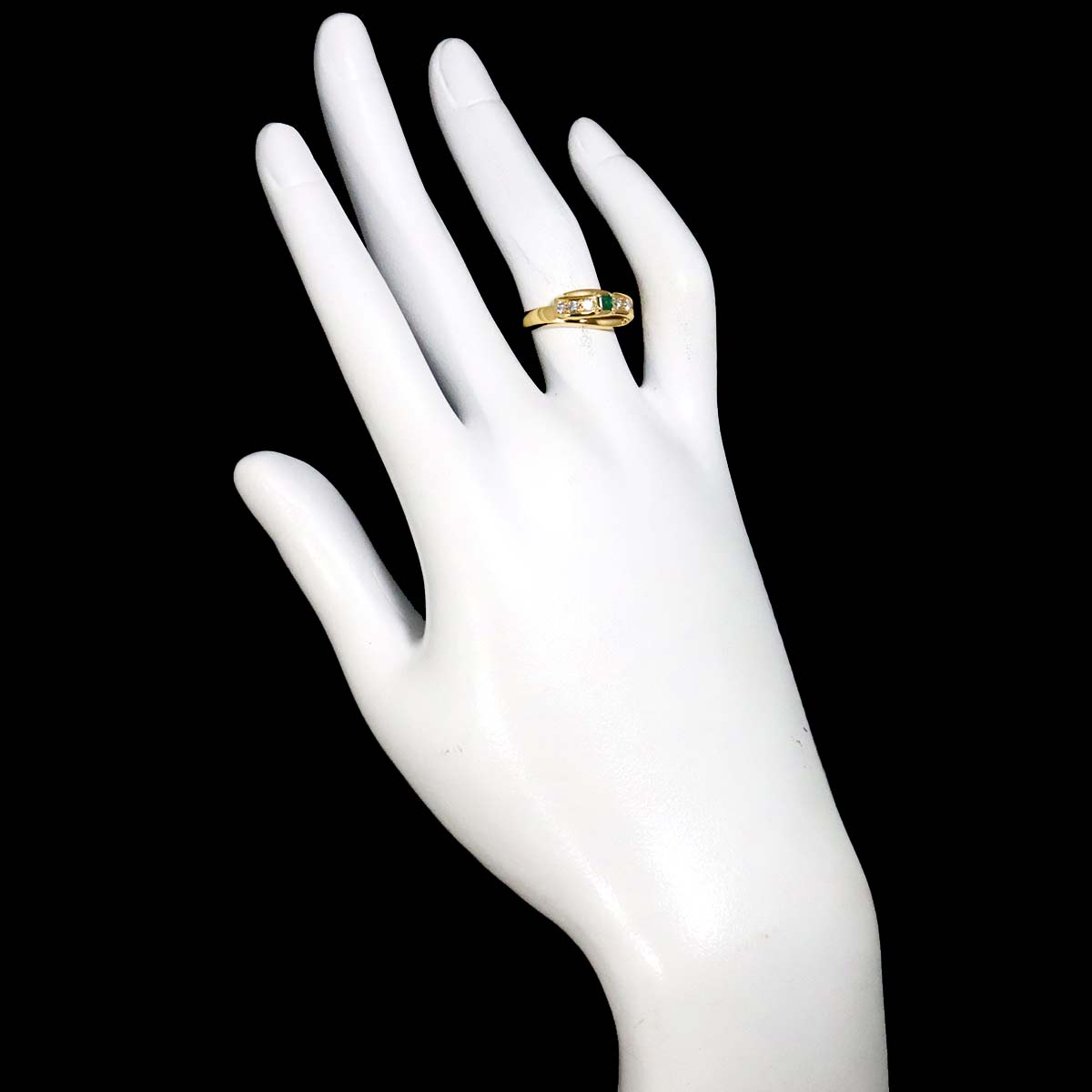 POLA Emerald 0.08ct Diamond 0.18ct Ring 18K YG 750 Size5.25(US)