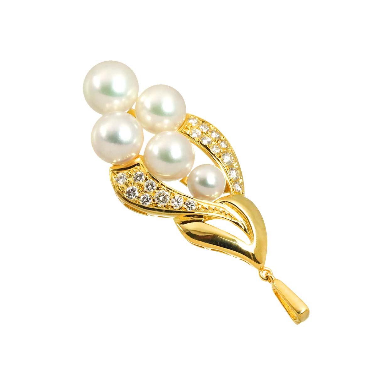 Akoya Pearl 7.5-4.9mm Diamond Pendant Top 18K YG 750