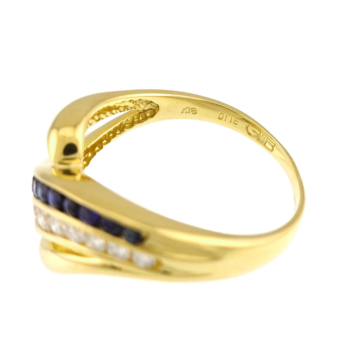 Sapphire 0.38ct Diamond 0.25ct Ring 18K YG 750 Size6.75(US)