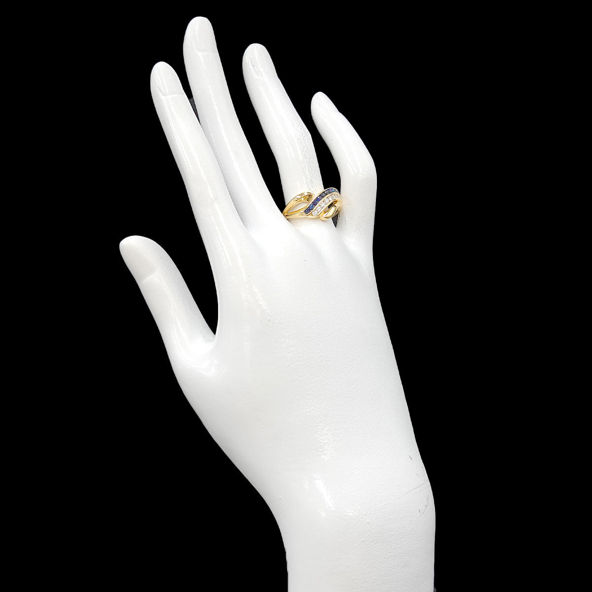 Sapphire 0.38ct Diamond 0.25ct Ring 18K YG 750 Size6.75(US)