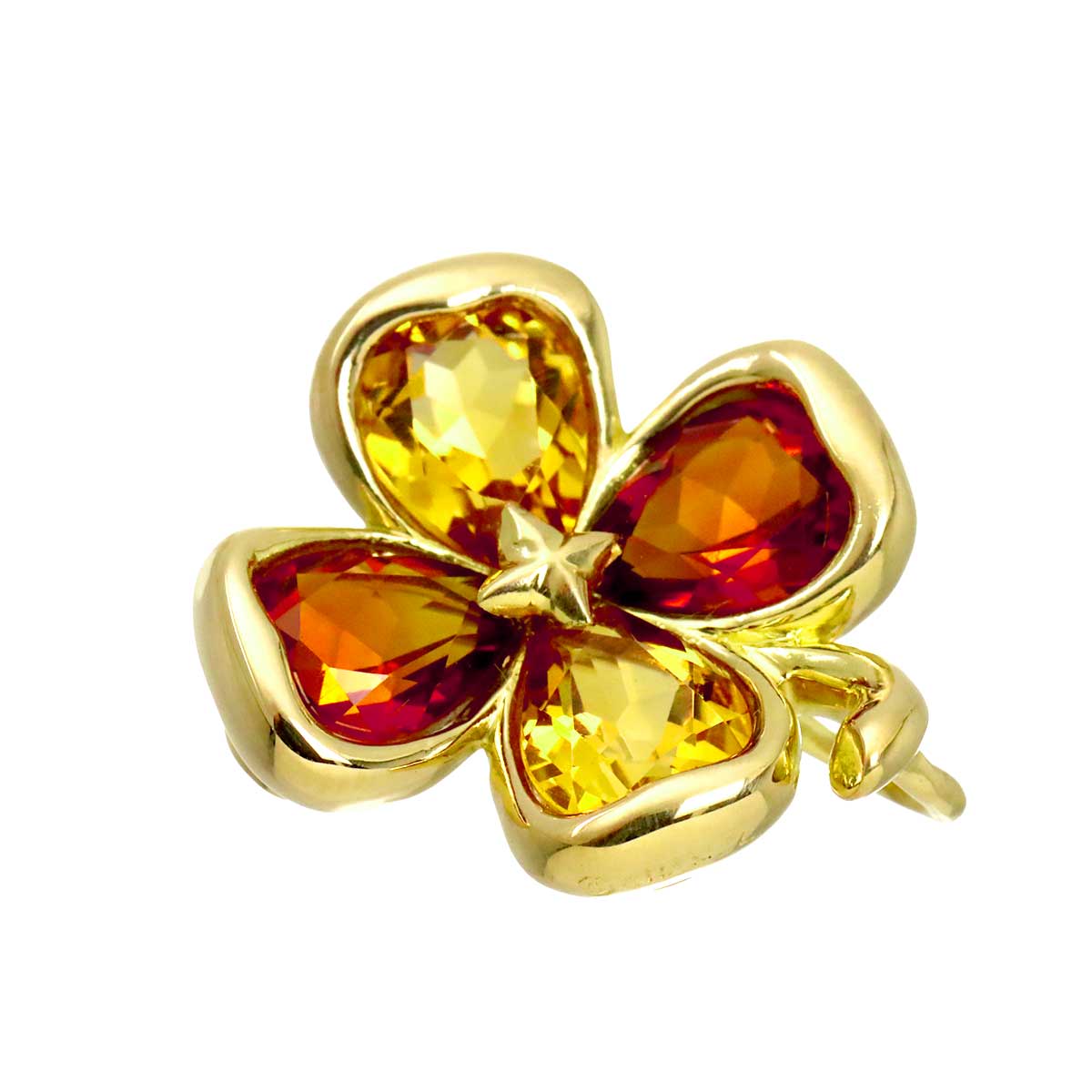 Pendant Top Garnet Citrine 18K Yellow Gold 750