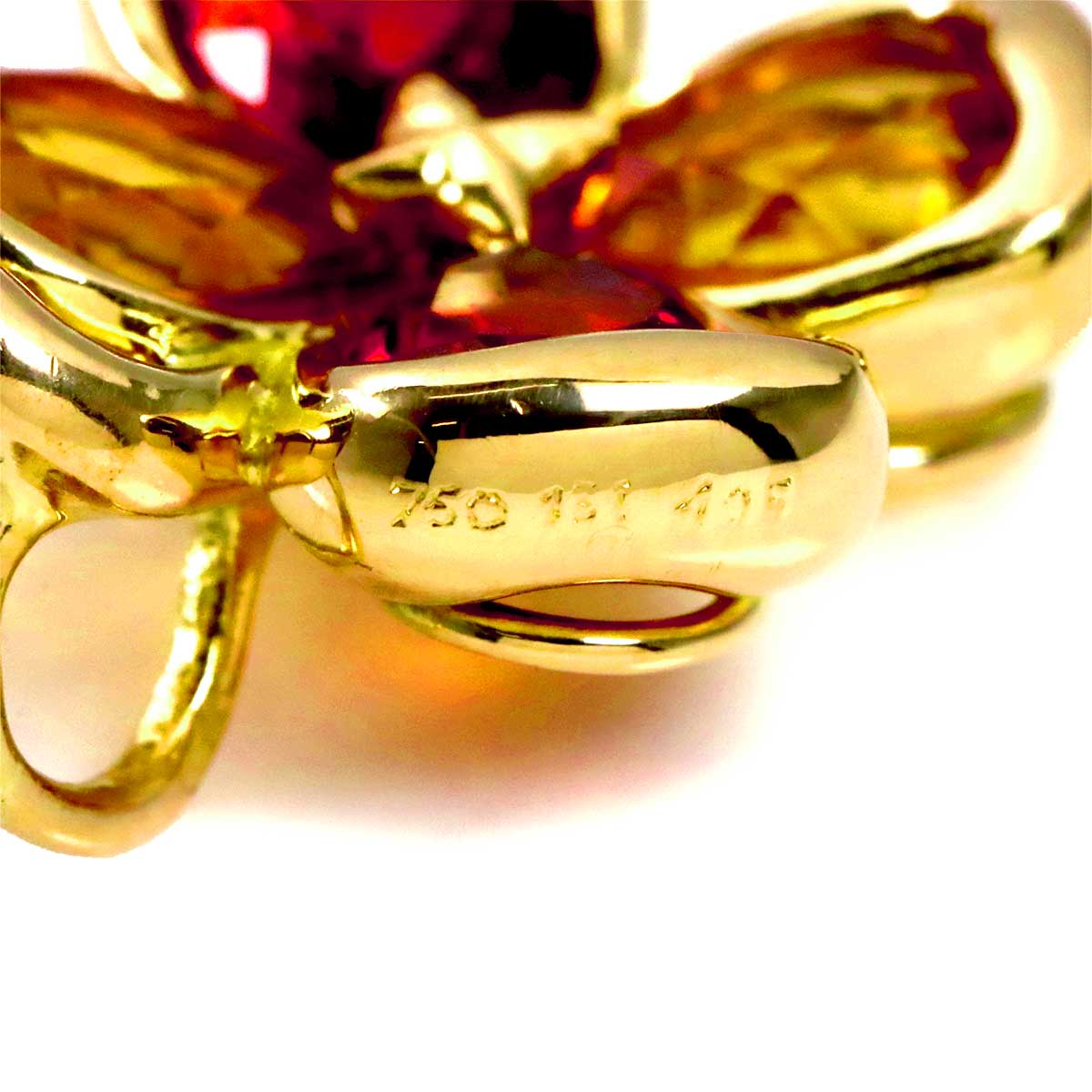 Pendant Top Garnet Citrine 18K Yellow Gold 750