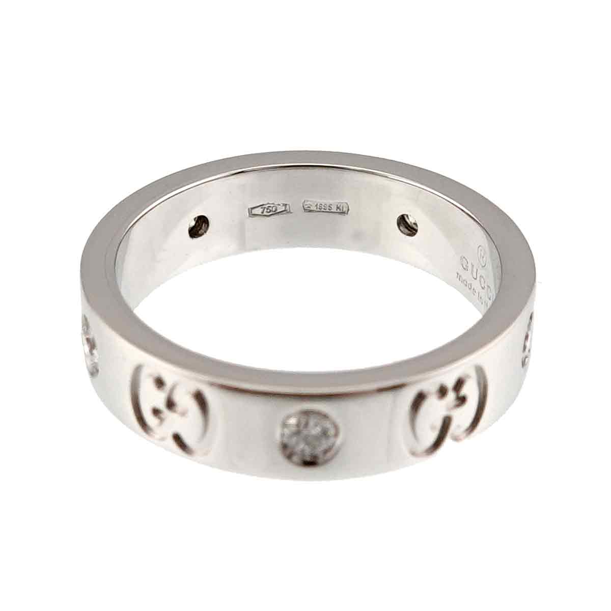 ICON Ring Diamond 18K WG White Gold 750 size7 3.75-4(US)