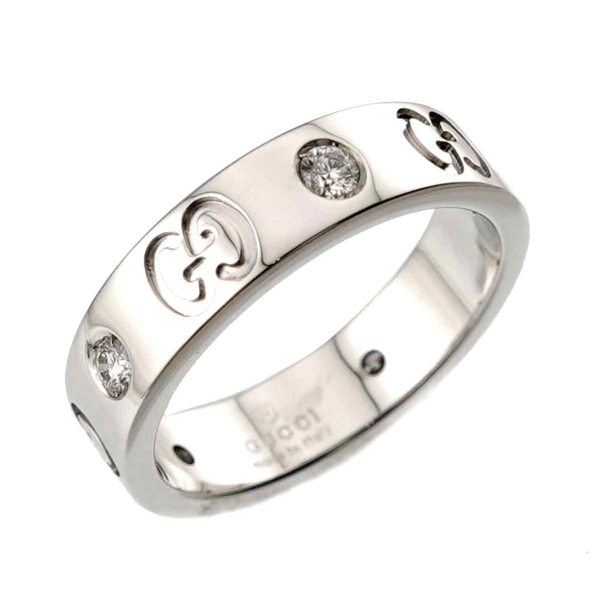 ICON Ring Diamond 18K WG White Gold 750 size7 3.75-4(US)