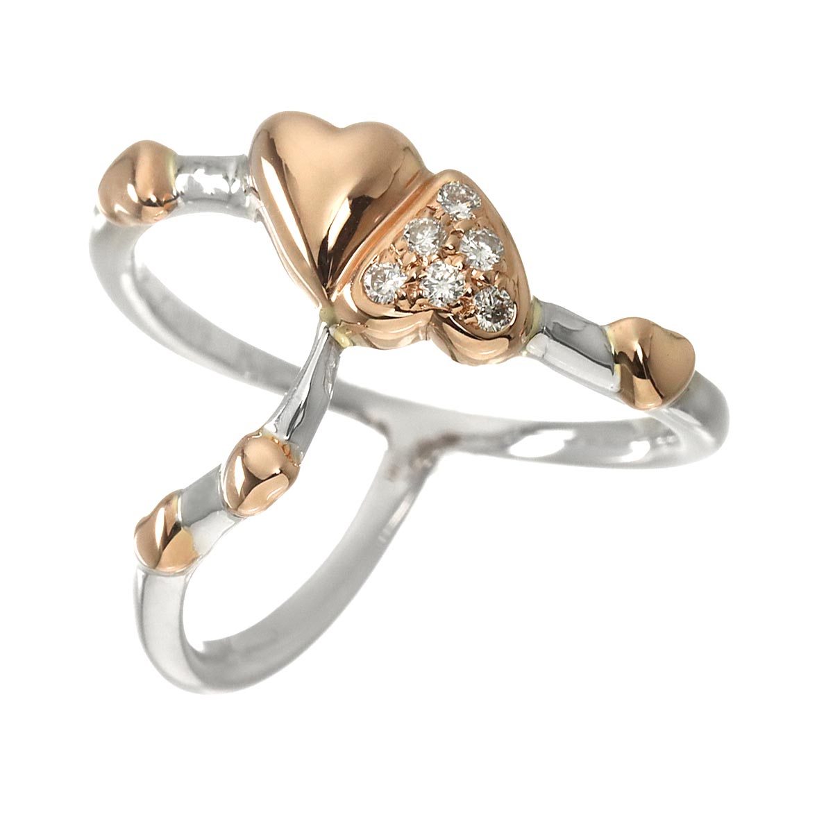 Diamond 0.10ct Ring 18K WG PG 750 Size7.75-8(US)
