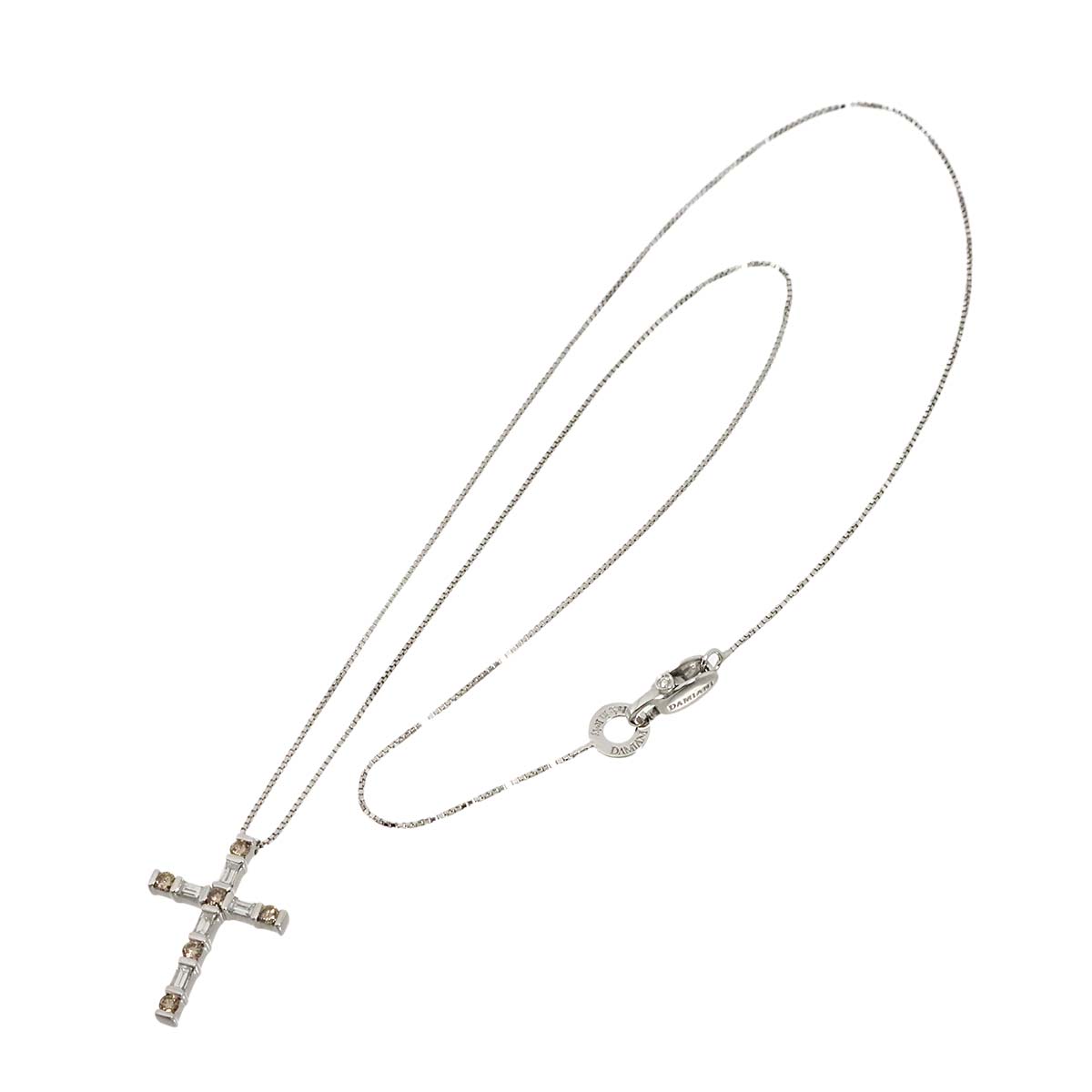 Diamond Cross Necklace 18K WG 750