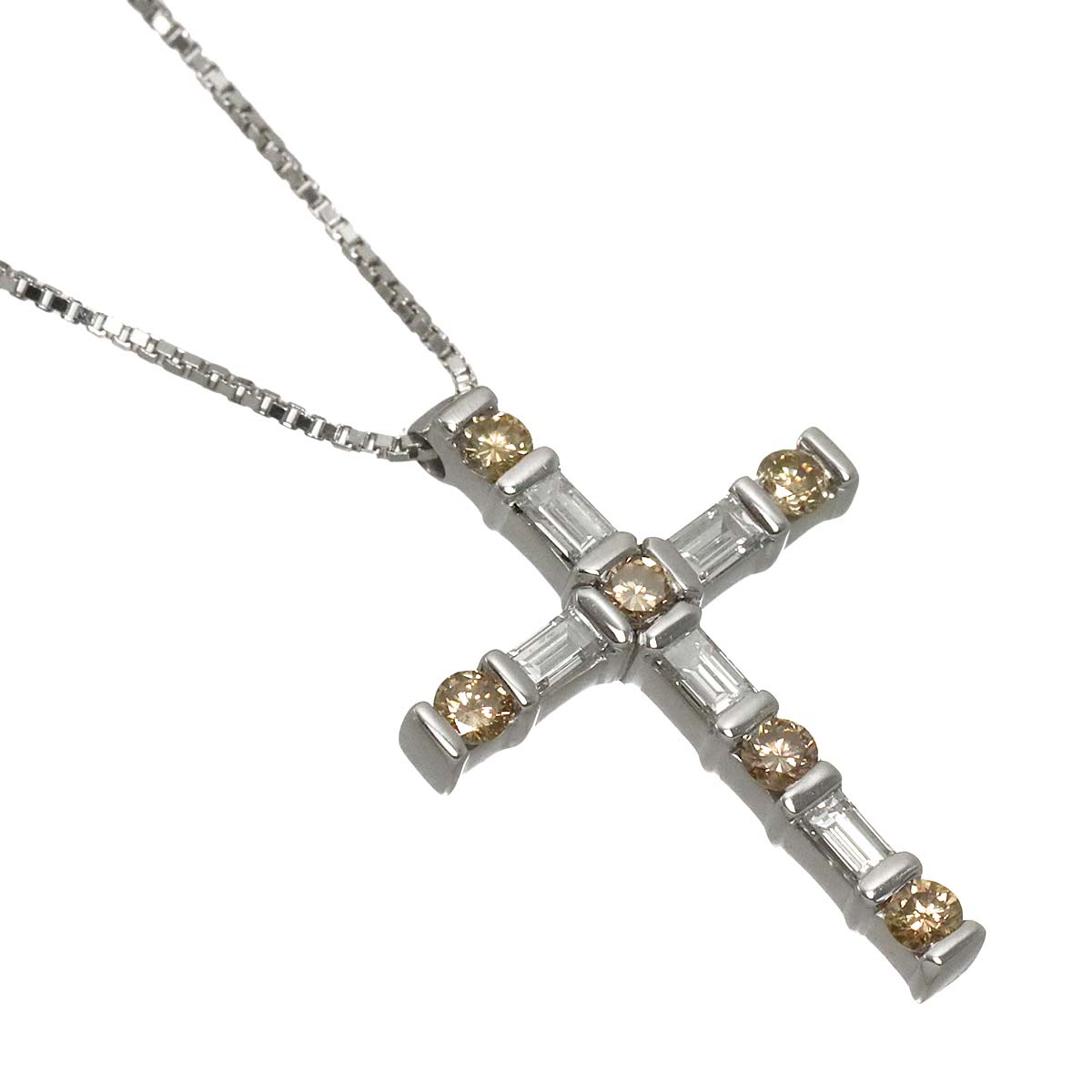 Diamond Cross Necklace 18K WG 750