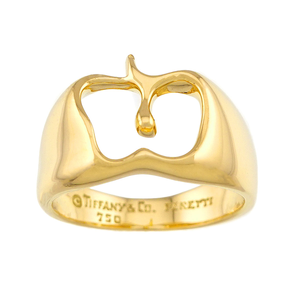 Apple motif Ring 18K K18 YG 750 size6.75(JPN)