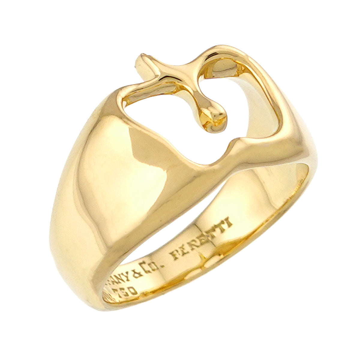 Apple motif Ring 18K K18 YG 750 size6.75(JPN)