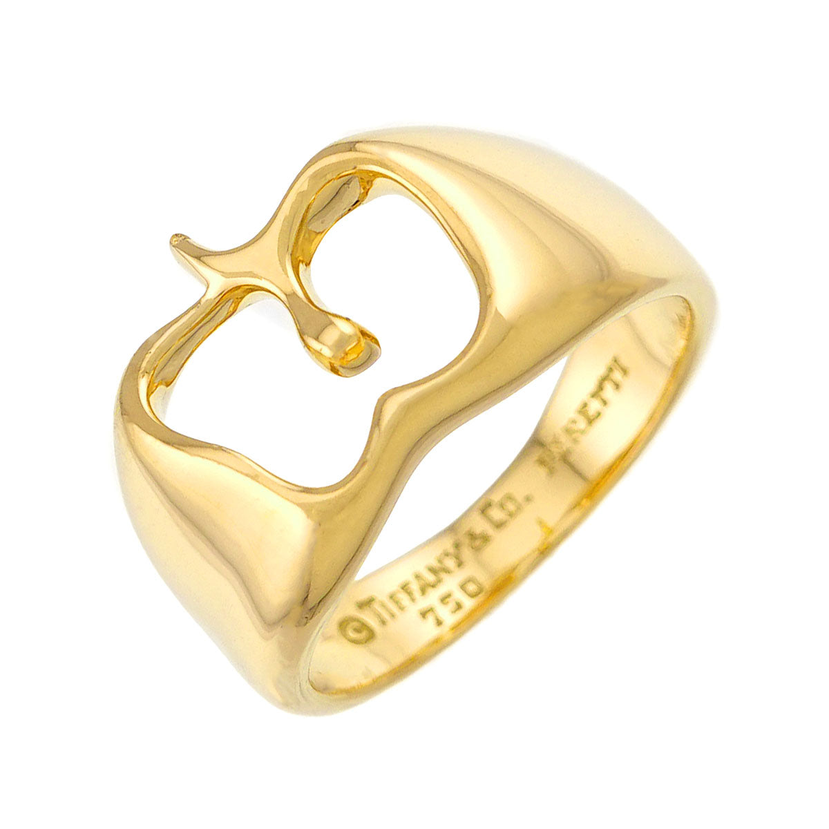 Apple motif Ring 18K K18 YG 750 size6.75(JPN)