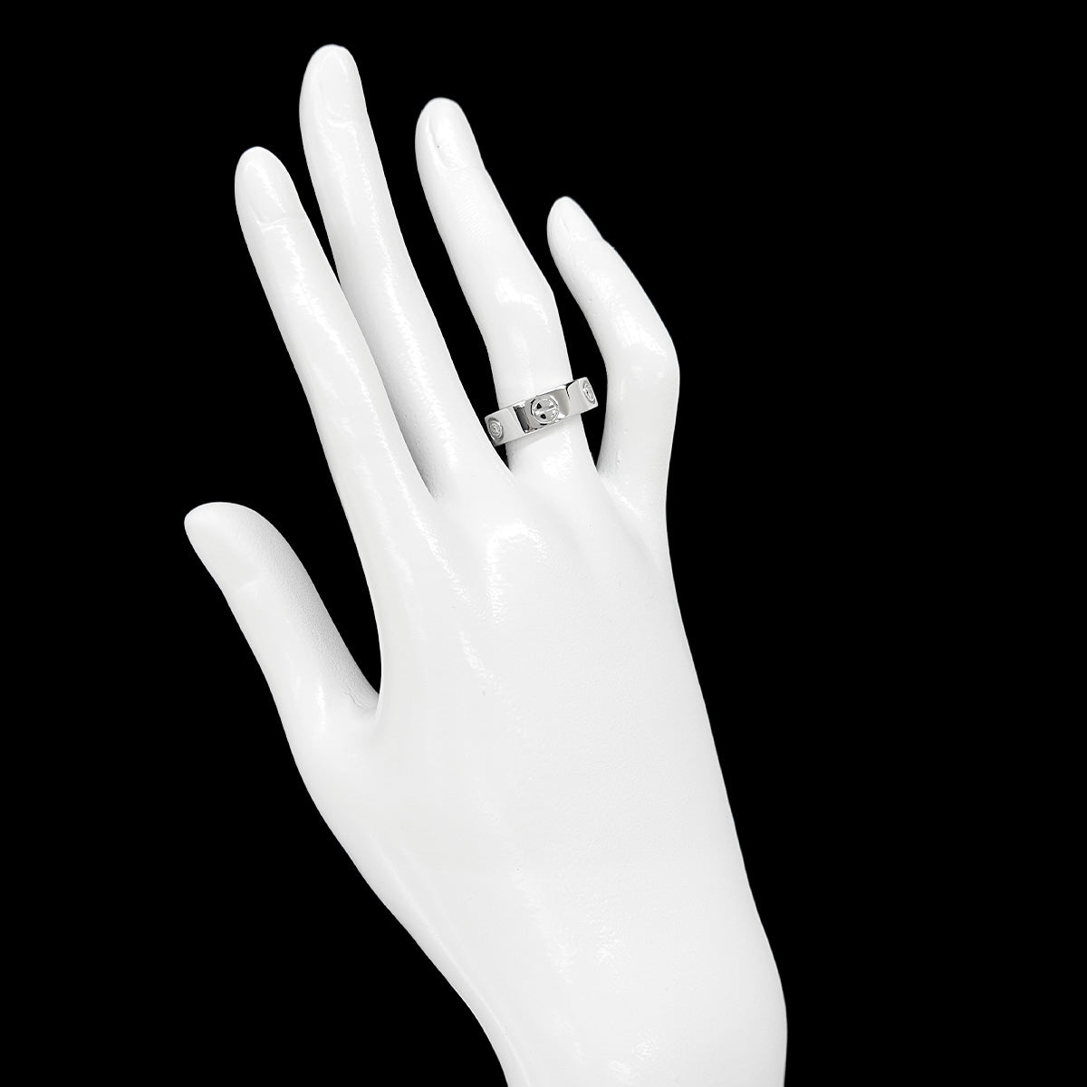 Love Half Diamond Ring 18K White Gold 750 size50 5-5.25(US)